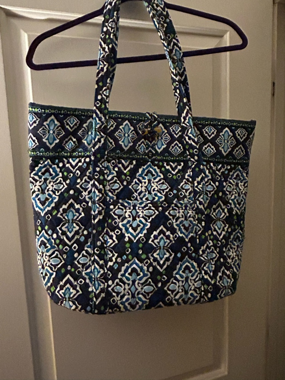 Vera Bradley Quilted Navy Blue Patterned Tote Bag